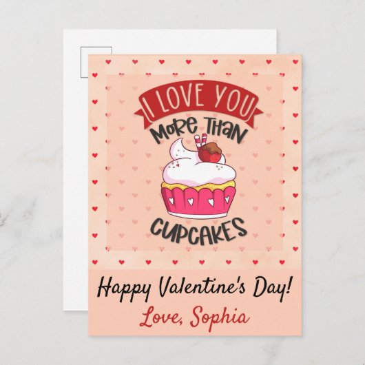 Ich Liebe dir mehr als Cupcakes Postkarte (Vorne/Hinten)