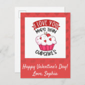 Ich Liebe dir mehr als Cupcakes Postkarte (Vorne/Hinten)