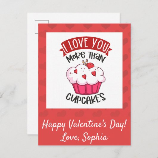 Ich Liebe dir mehr als Cupcakes Postkarte (Vorne/Hinten)