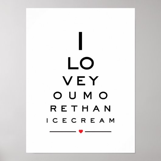 Ich Liebe dir mehr als Eis-Eye-Chart Poster (Vorne)