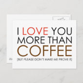 Ich Liebe dir mehr als Kaffee Postkarte (Vorne/Hinten)