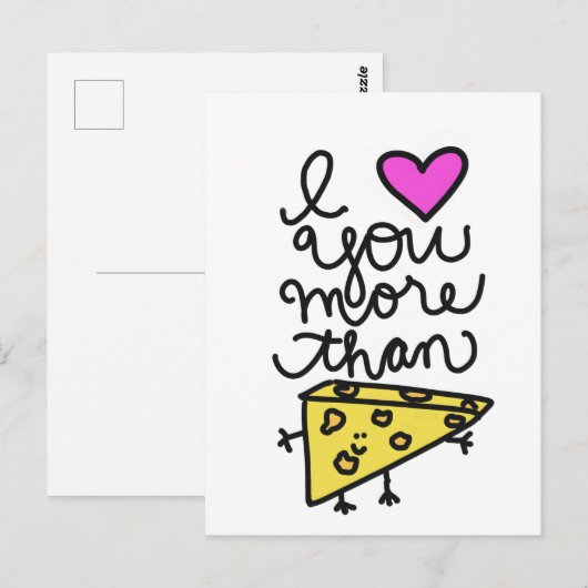 Ich Liebe dir mehr als Käse. Postkarte (Vorne/Hinten)
