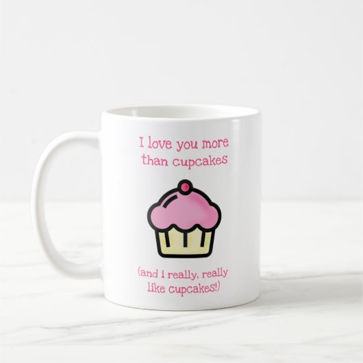 Ich Liebe dir mehr als Kuchen! Funny Kaffeetasse (Links)