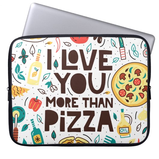 Ich Liebe dir mehr als Pizza. Italienische Essensb Laptopschutzhülle (Vorderseite)