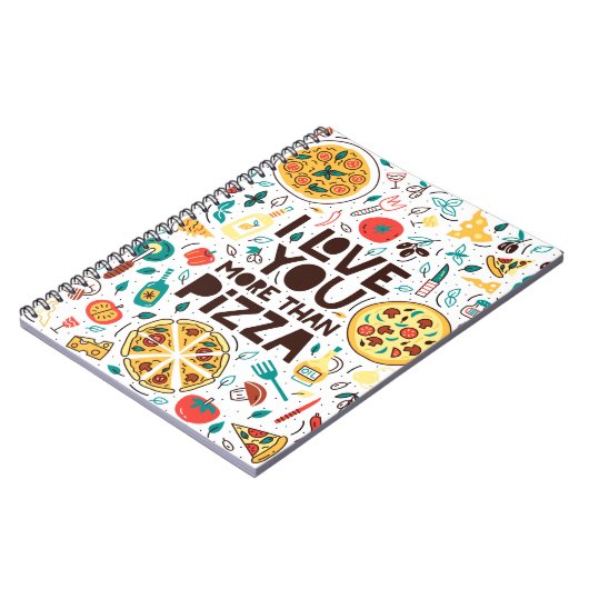 Ich Liebe dir mehr als Pizza. Italienisches Essens Notizblock (Linke Seite)