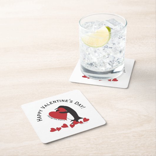 Ich Liebe dir mehr! - Penguin Hearts Valentine Rechteckiger Pappuntersetzer (Vor Ort)