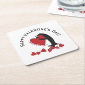 Ich Liebe dir mehr! - Penguin Hearts Valentine Rechteckiger Pappuntersetzer (angewinkelt)
