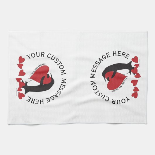 Ich Liebe dir mehr! Penguin Red Heart Geschirrtuch (Horizontal)