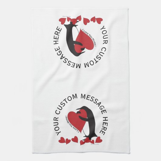 Ich Liebe dir mehr! Penguin Red Heart Geschirrtuch (Vertikal)