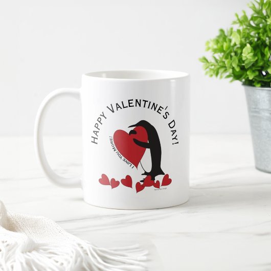 Ich Liebe dir mehr! Penguin Red Heart Valentine Kaffeetasse