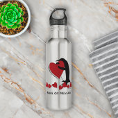 Ich Liebe dir mehr! Pinguin und Rotes Herz Edelstahlflasche