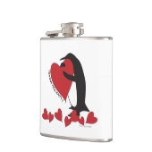 Ich Liebe dir mehr! Pinguin und Rotes Herz Flachmann (Links)