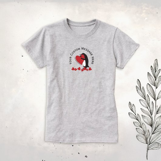 Ich Liebe dir mehr! Pinguin und Rotes Herz T-Shirt
