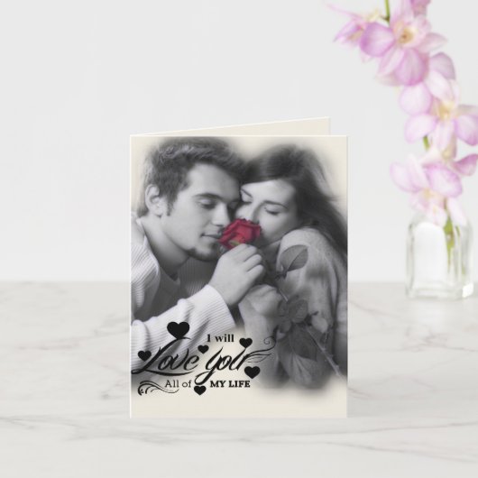 Ich Liebe dir mein ganzes Leben - ein Paar mit Rot Karte (Orchidee)