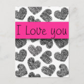 Ich Liebe dir moderne Schwarz-Weiß-Doodle-Herzen Postkarte (Vorderseite)