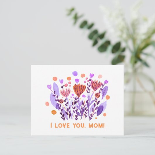 Ich Liebe dir, Mom Niedlich Retro Doodle Blume Pos Postkarte (Stehend Vorderseite)