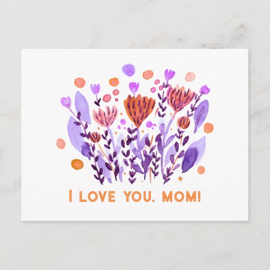 Ich Liebe dir, Mom Niedlich Retro Doodle Blume Pos Postkarte (Vorderseite)