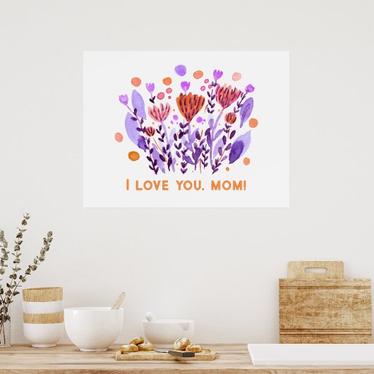 Ich Liebe dir, Mom Niedlich Retro-Doodle-Blume Poster (Küche)