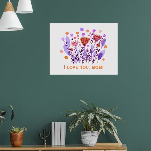 Ich Liebe dir, Mom Niedlich Retro-Doodle-Blume Poster (Wohnzimmer 1)
