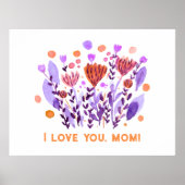 Ich Liebe dir, Mom Niedlich Retro-Doodle-Blume Poster (Vorne)