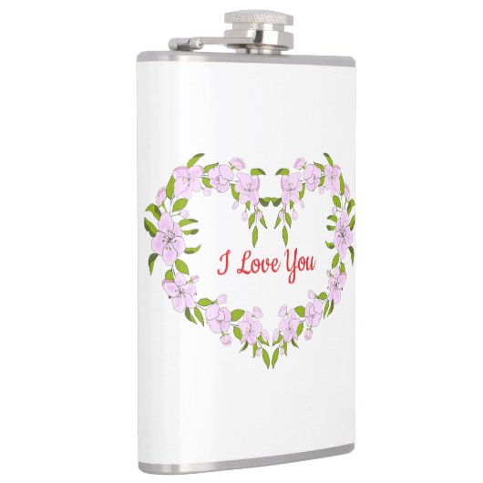 Ich Liebe dir Niedliche Blume Flachmann (Rechts)