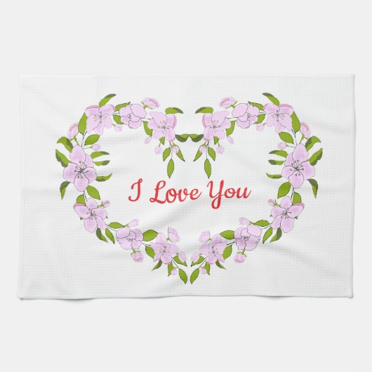 Ich Liebe dir Niedliche Blume Geschirrtuch (Horizontal)