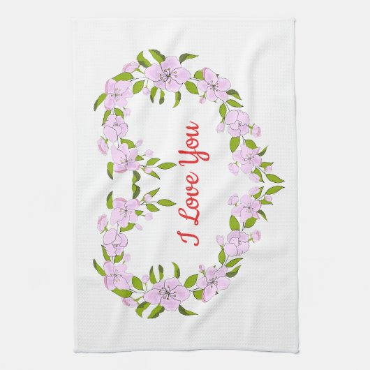 Ich Liebe dir Niedliche Blume Geschirrtuch (Vertikal)