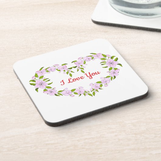 Ich Liebe dir Niedliche Blume Getränkeuntersetzer (Linke Seite)