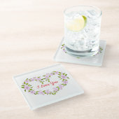 Ich Liebe dir Niedliche Blume Glasuntersetzer (Schrägansicht)