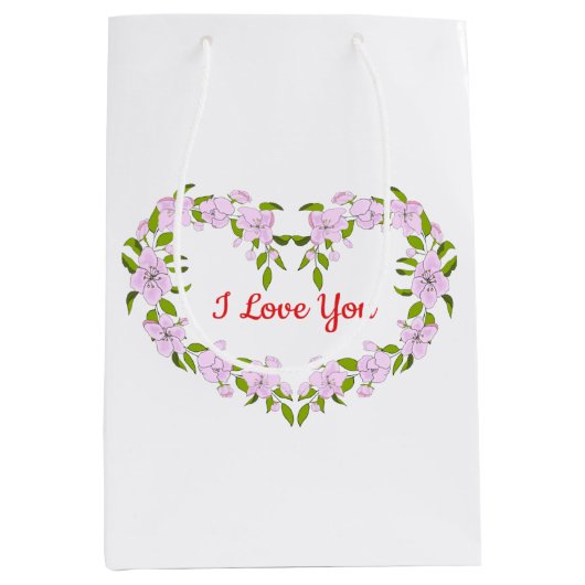 Ich Liebe dir Niedliche Blume Mittlere Geschenktüte (Vorderseite)