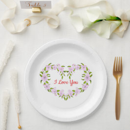 Ich Liebe dir Niedliche Blume Pappteller