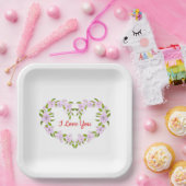 Ich Liebe dir Niedliche Blume Pappteller (Party)