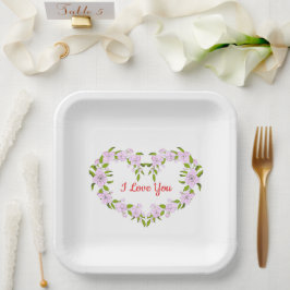 Ich Liebe dir Niedliche Blume Pappteller