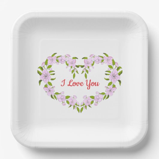 Ich Liebe dir Niedliche Blume Pappteller (Vorderseite)