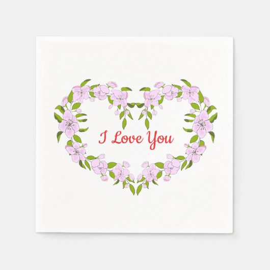 Ich Liebe dir Niedliche Blume Serviette (Vorderseite)