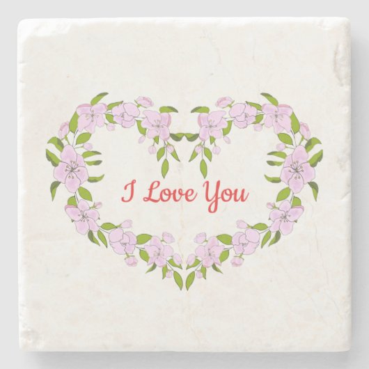 Ich Liebe dir Niedliche Blume Steinuntersetzer (Vorderseite)