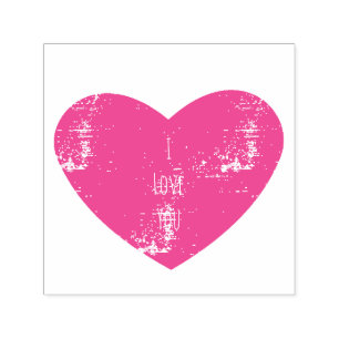Ich Liebe dir personalisiertes Herz pink Permastempel