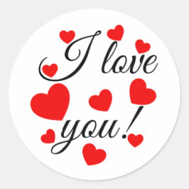 Ich Liebe dir Red Hearts Runder Aufkleber