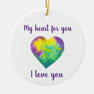 Ich Liebe dir Regenbogenherz Valentinstag Keramik Ornament