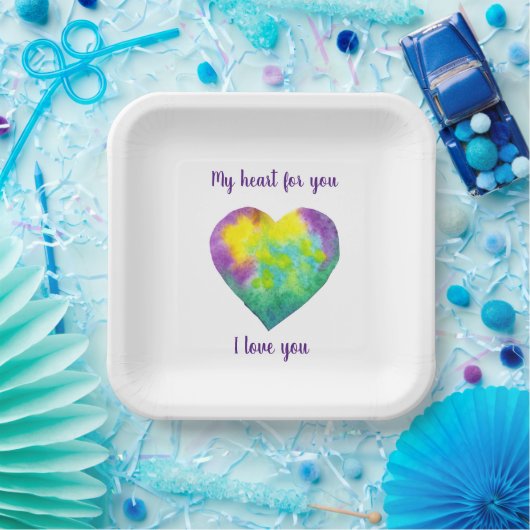 Ich Liebe dir Regenbogenherz Valentinstag Pappteller (Party)