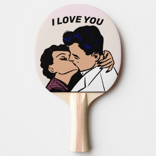 ICH LIEBE DIR, RETRO COUPLE PONG PADDLE TISCHTENNIS SCHLÄGER (Vorderseite)