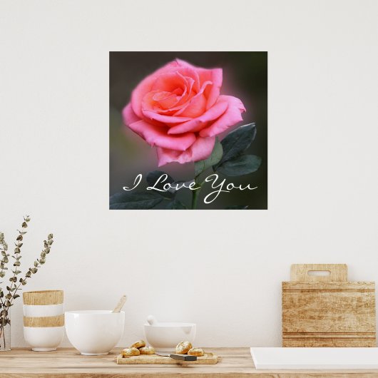 Ich Liebe dir Rose Poster (Küche)
