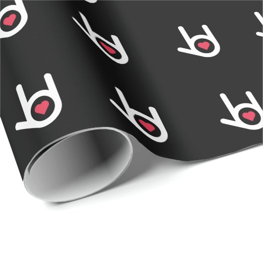 Ich Liebe dir schwarzes Papier Geschenkpapier (Rolleneckpunkt)