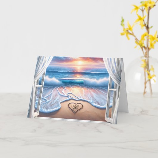 Ich Liebe dir Text in Beach Sand für das Jubiläum Karte (Gelbe Blume)