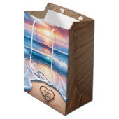 Ich Liebe dir Text in Beach Sand Mittlere Geschenktüte (Vorderseite Schrägansicht)