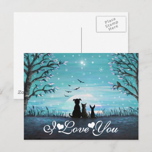 Ich Liebe dir Whimsischer Winterabend Postkarte (Vorne/Hinten)
