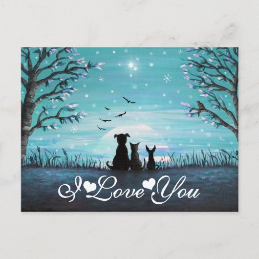 Ich Liebe dir Whimsischer Winterabend Postkarte (Vorderseite)