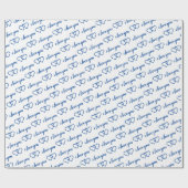 Ich Liebe dir White Blue Heart Pattern Typografie Geschenkpapier (Flach)