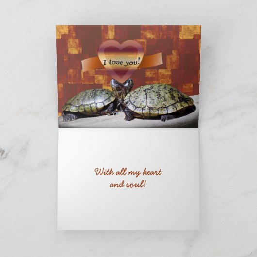 Ich Liebe dir, zwei Schildkröten formen ein Herz Karte (Innenseite)