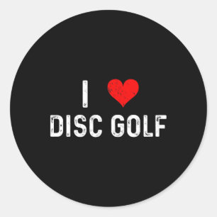 Ich liebe Disc Golf - Herz - Abgenutzter Golfer Go Runder Aufkleber